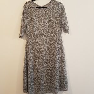 Lace grey /silver half sleeve dress